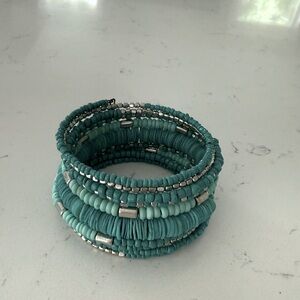 Turquoise and Silver Beaded Bracelet
